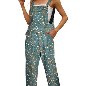 Amazon Floral Teal Women's Overalls